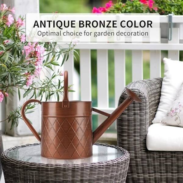 1.75 Gallon Outdoor Metal Watering Can for Garden Plants, Copper - Image 2